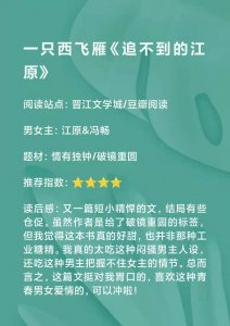 ​女追男文《追不到的江原》：一只西飞雁作品，女主控必入