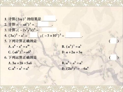 幂的乘方与积的乘方计算题 幂的乘方与积的乘方计算题50道-第1张图片-
