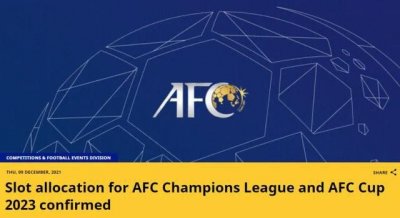 ​亚足联官方确认：2023赛季亚冠联赛中超名额减至2+2个