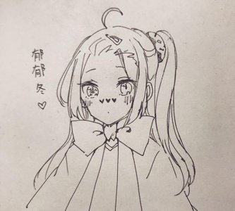 ​铅笔人物手绘，超可爱的卡通女孩线稿，萌萌的