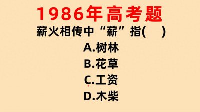 ​1986年高考题：成语薪火相传中“薪”指？很多人都容易做错