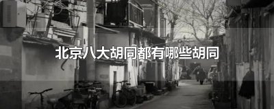 ​北京八大胡同都有哪些胡同